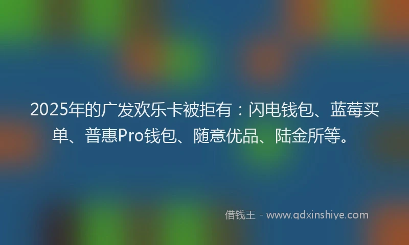 2025年的广发欢乐卡被拒有：闪电钱包、蓝莓买单、普惠Pro钱包、随意优品、陆金所等。