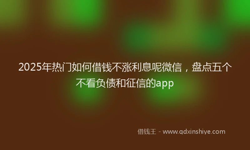 2025年热门如何借钱不涨利息呢微信，盘点五个不看负债和征信的app