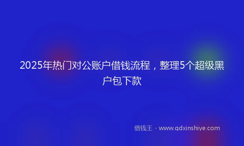 2025年热门对公账户借钱流程，整理5个超级黑户包下款