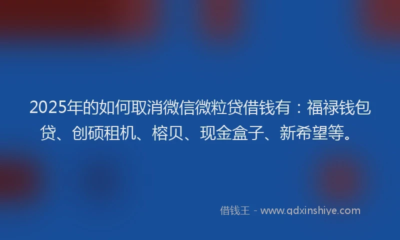 2025年的如何取消微信微粒贷借钱有：福禄钱包贷、创硕租机、榕贝、现金盒子、新希望等。