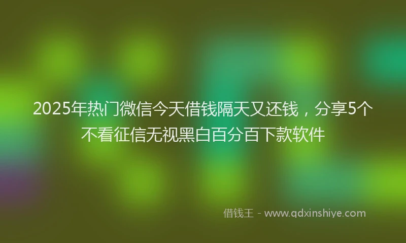 2025年热门微信今天借钱隔天又还钱，分享5个不看征信无视黑白百分百下款软件