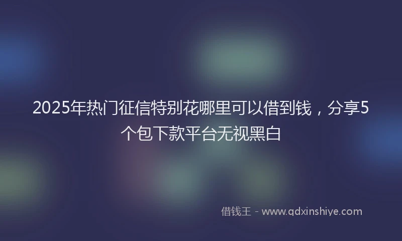 2025年热门征信特别花哪里可以借到钱，分享5个包下款平台无视黑白