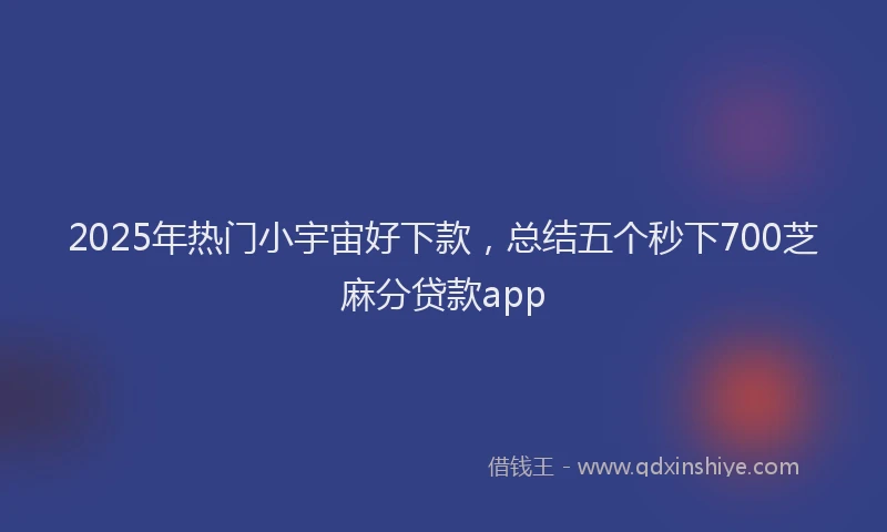 2025年热门小宇宙好下款，总结五个秒下700芝麻分贷款app