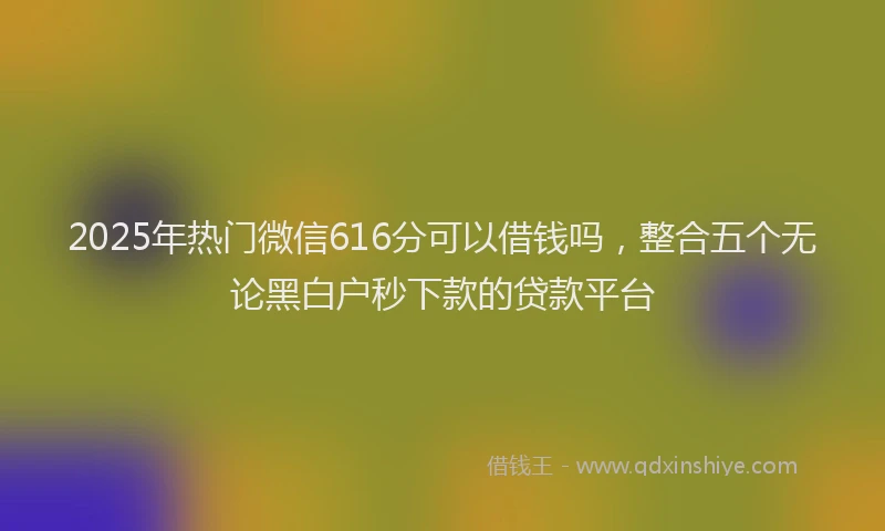 2025年热门微信616分可以借钱吗，整合五个无论黑白户秒下款的贷款平台