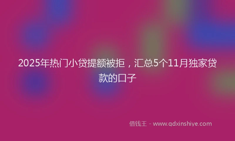 2025年热门小贷提额被拒，汇总5个11月独家贷款的口子