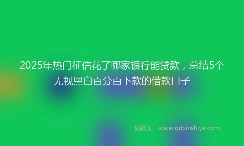 2025年热门征信花了哪家银行能贷款，总结5个无视黑白百分百下款的借款口子