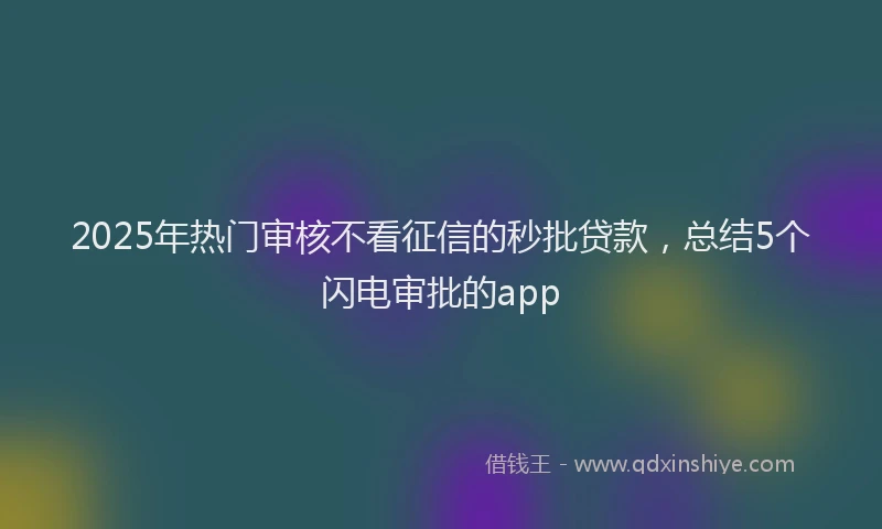 2025年热门审核不看征信的秒批贷款，总结5个闪电审批的app
