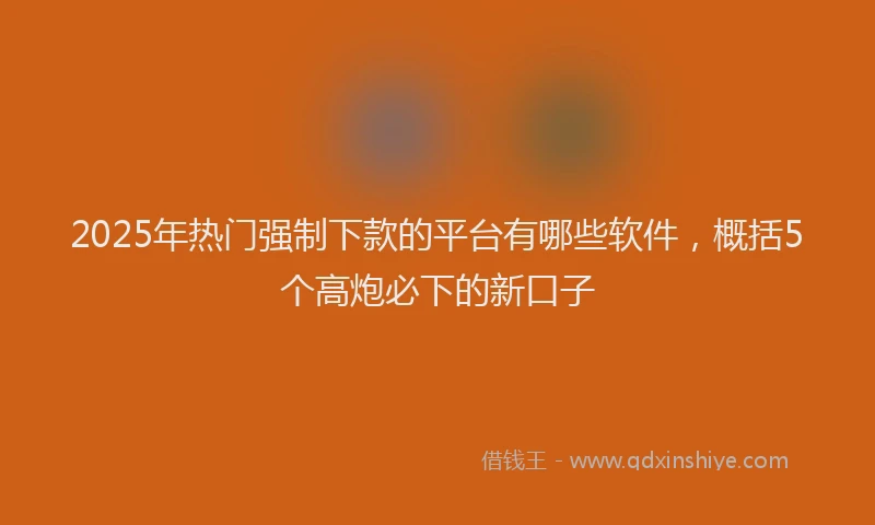 2025年热门强制下款的平台有哪些软件，概括5个高炮必下的新口子