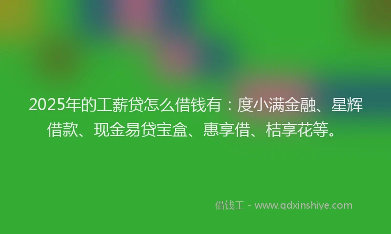 2025年的工薪贷怎么借钱有：度小满金融、星辉借款、现金易贷宝盒、惠享借、桔享花等。