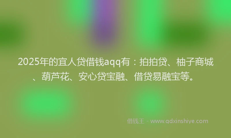 2025年的宜人贷借钱aqq有：拍拍贷、柚子商城、葫芦花、安心贷宝融、借贷易融宝等。