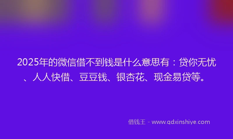 2025年的微信借不到钱是什么意思有：贷你无忧、人人快借、豆豆钱、银杏花、现金易贷等。