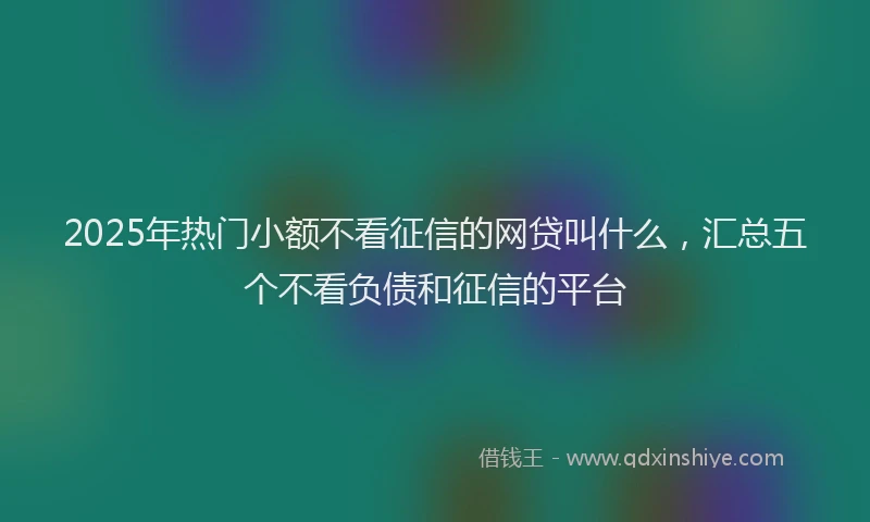 2025年热门小额不看征信的网贷叫什么，汇总五个不看负债和征信的平台