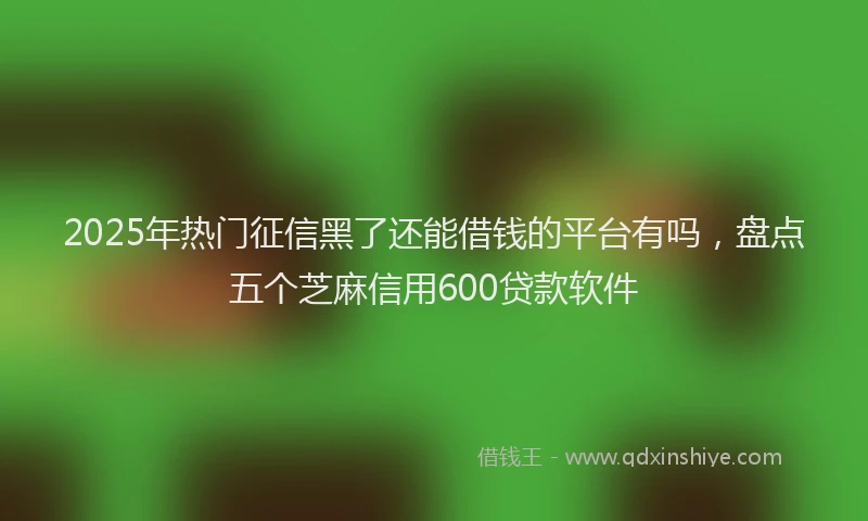 2025年热门征信黑了还能借钱的平台有吗，盘点五个芝麻信用600贷款软件