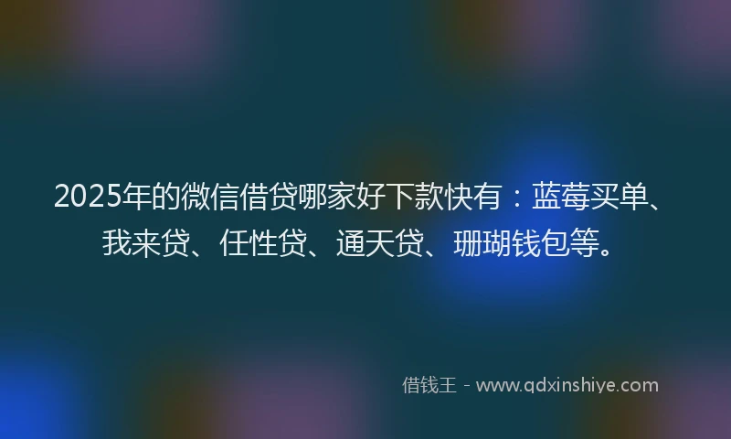 2025年的微信借贷哪家好下款快有：蓝莓买单、我来贷、任性贷、通天贷、珊瑚钱包等。