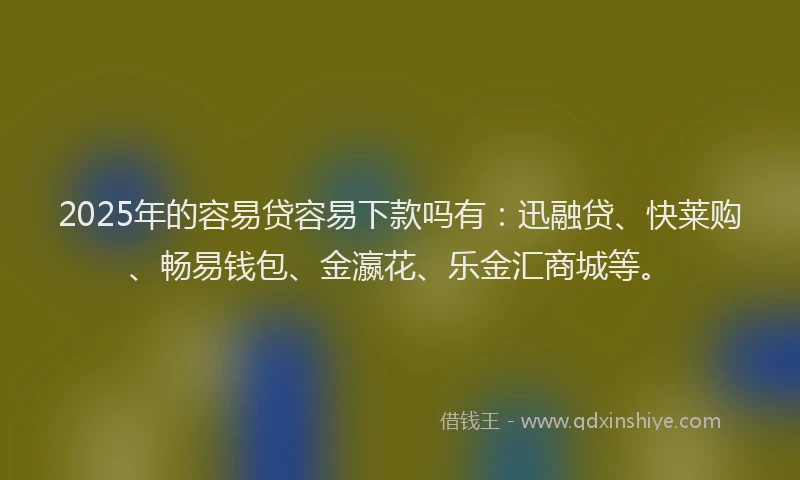 2025年的容易贷容易下款吗有：迅融贷、快莱购、畅易钱包、金瀛花、乐金汇商城等。