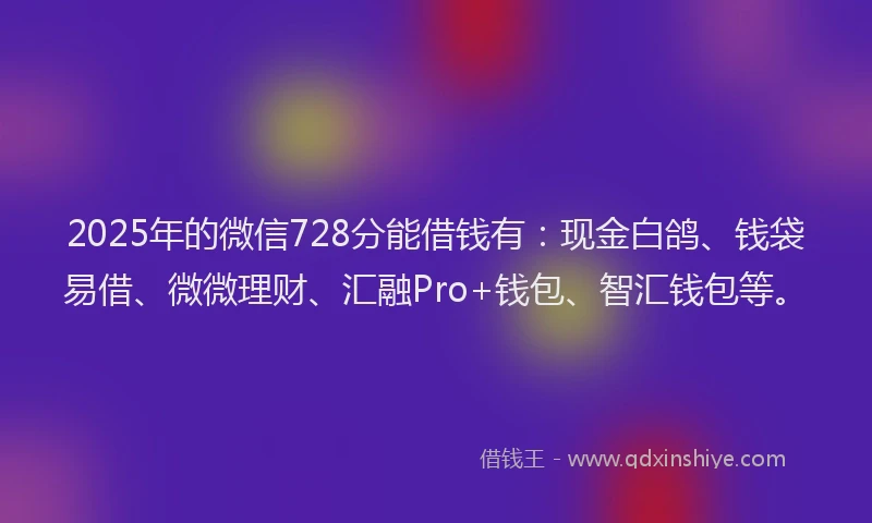 2025年的微信728分能借钱有：现金白鸽、钱袋易借、微微理财、汇融Pro+钱包、智汇钱包等。