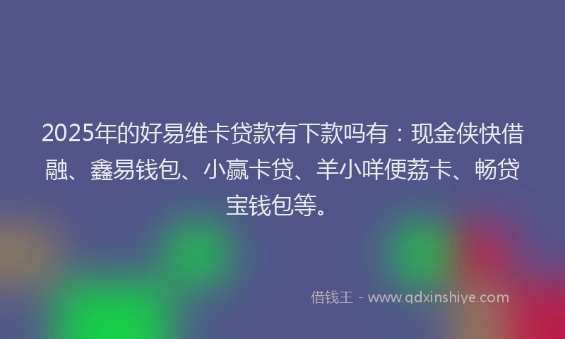 2025年的好易维卡贷款有下款吗有：现金侠快借融、鑫易钱包、小赢卡贷、羊小咩便荔卡、畅贷宝钱包等。