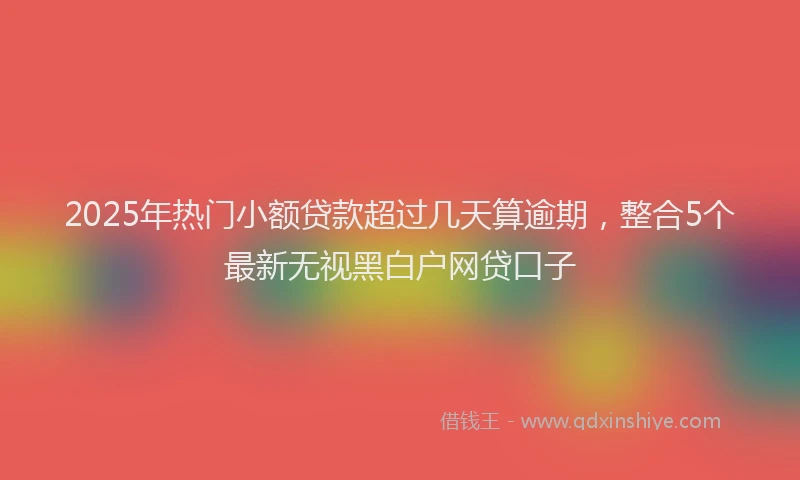 2025年热门小额贷款超过几天算逾期，整合5个最新无视黑白户网贷口子