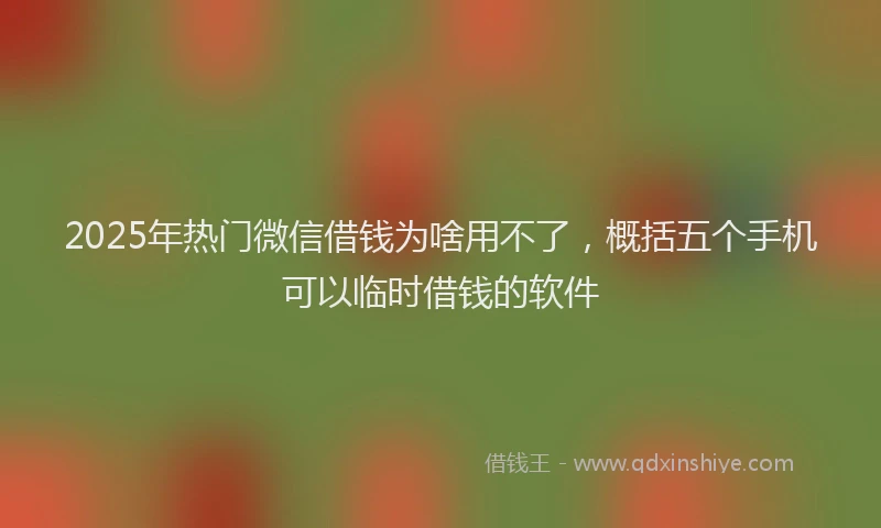 2025年热门微信借钱为啥用不了，概括五个手机可以临时借钱的软件
