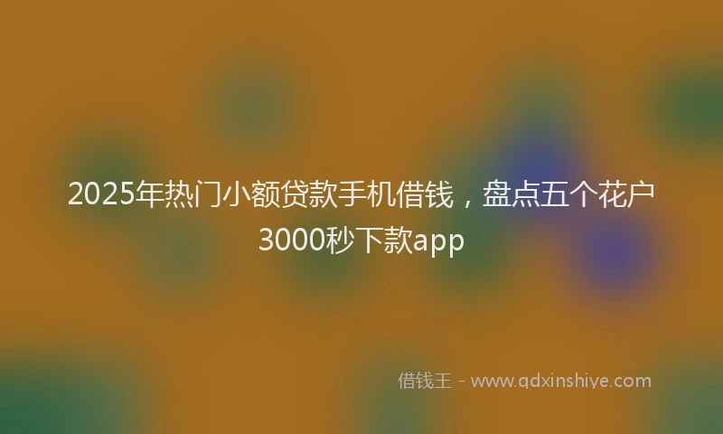 2025年热门小额贷款手机借钱，盘点五个花户3000秒下款app