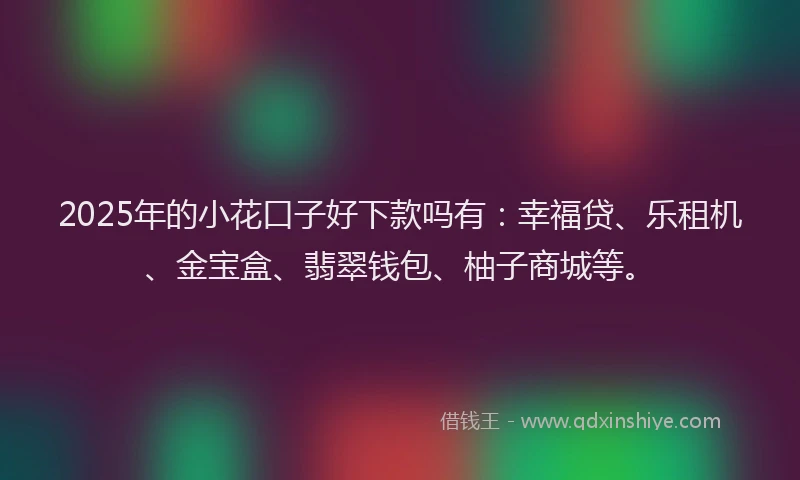 2025年的小花口子好下款吗有：幸福贷、乐租机、金宝盒、翡翠钱包、柚子商城等。