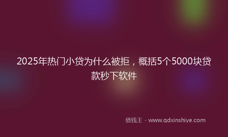 2025年热门小贷为什么被拒，概括5个5000块贷款秒下软件