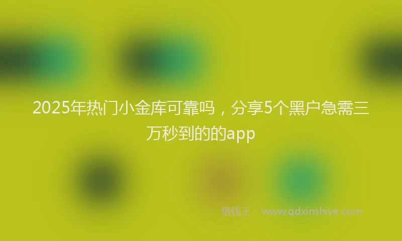 2025年热门小金库可靠吗，分享5个黑户急需三万秒到的的app