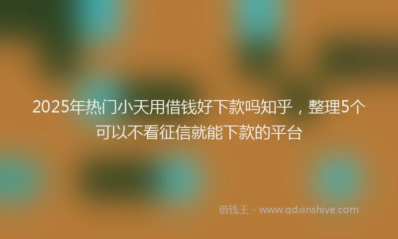 2025年热门小天用借钱好下款吗知乎，整理5个可以不看征信就能下款的平台
