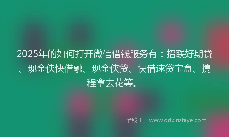 2025年的如何打开微信借钱服务有：招联好期贷、现金侠快借融、现金侠贷、快借速贷宝盒、携程拿去花等。