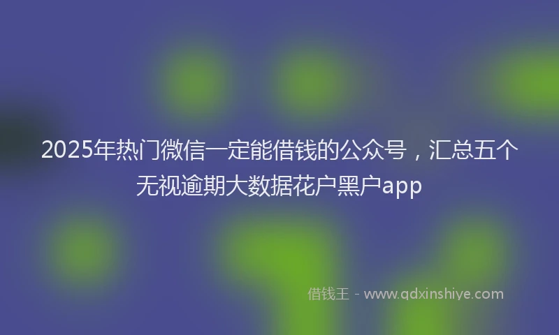 2025年热门微信一定能借钱的公众号，汇总五个无视逾期大数据花户黑户app