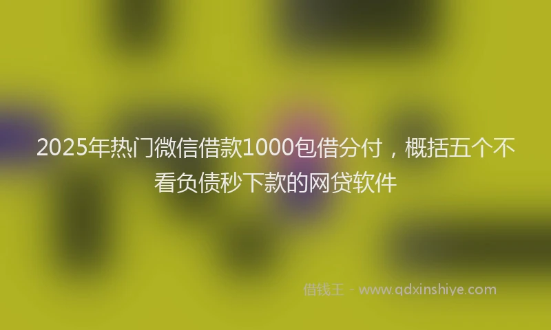2025年热门微信借款1000包借分付，概括五个不看负债秒下款的网贷软件