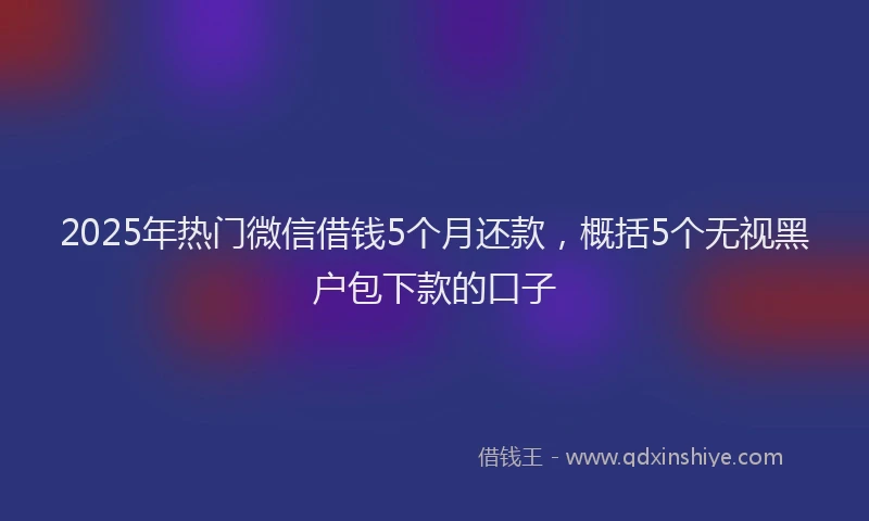 2025年热门微信借钱5个月还款，概括5个无视黑户包下款的口子