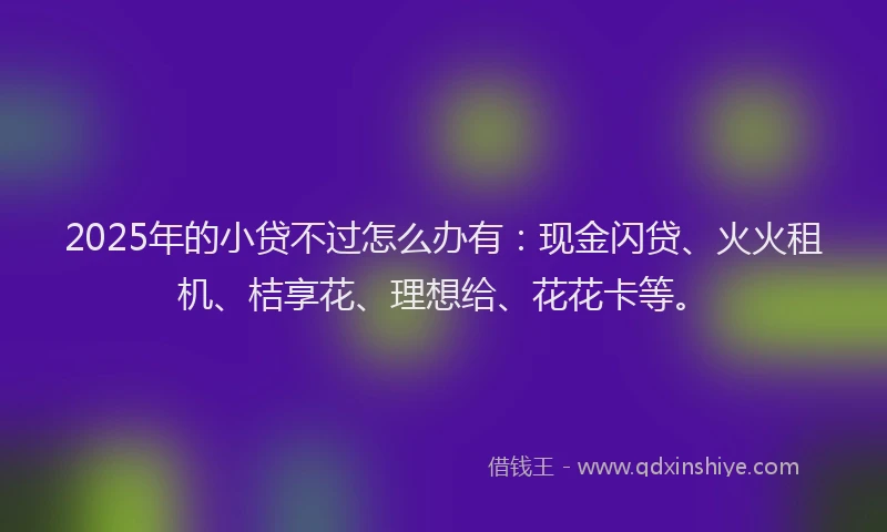 2025年的小贷不过怎么办有：现金闪贷、火火租机、桔享花、理想给、花花卡等。