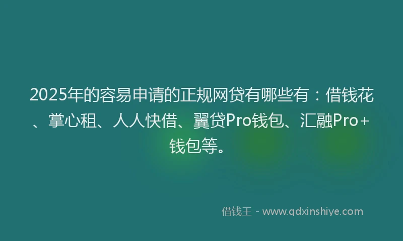 2025年的容易申请的正规网贷有哪些有：借钱花、掌心租、人人快借、翼贷Pro钱包、汇融Pro+钱包等。