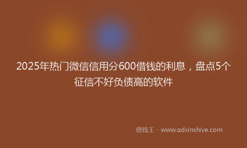 2025年热门微信信用分600借钱的利息，盘点5个征信不好负债高的软件