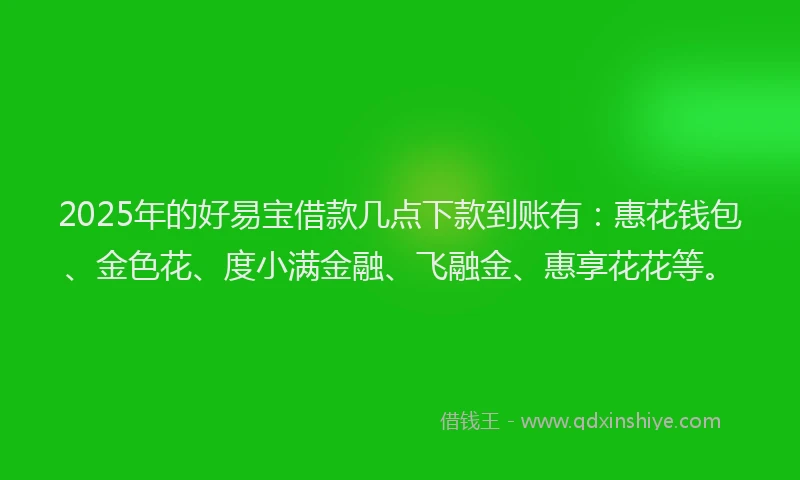 2025年的好易宝借款几点下款到账有：惠花钱包、金色花、度小满金融、飞融金、惠享花花等。