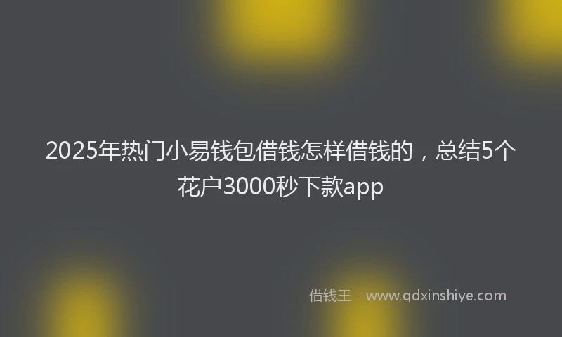 2025年热门小易钱包借钱怎样借钱的，总结5个花户3000秒下款app
