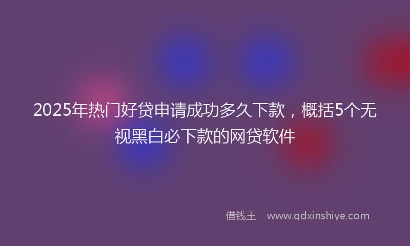 2025年热门好贷申请成功多久下款，概括5个无视黑白必下款的网贷软件