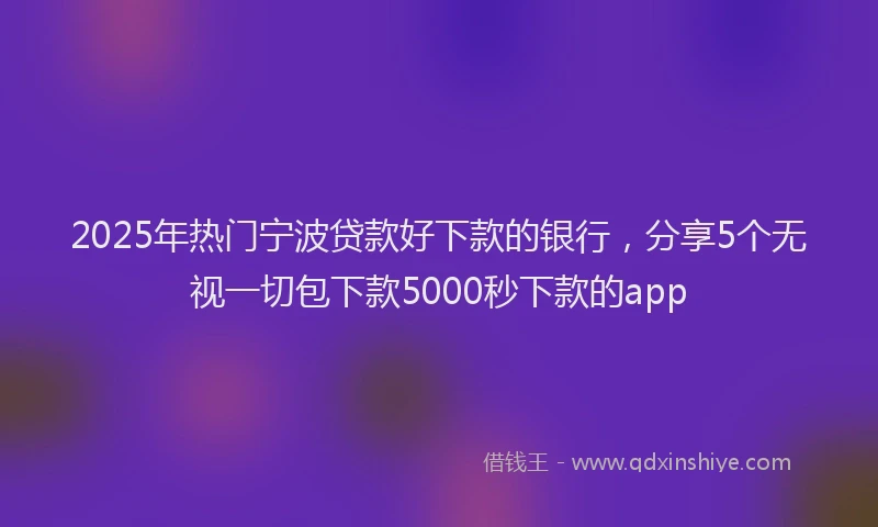 2025年热门宁波贷款好下款的银行，分享5个无视一切包下款5000秒下款的app