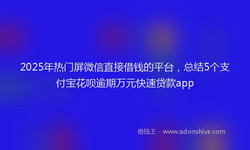 2025年热门屏微信直接借钱的平台，总结5个支付宝花呗逾期万元快速贷款app