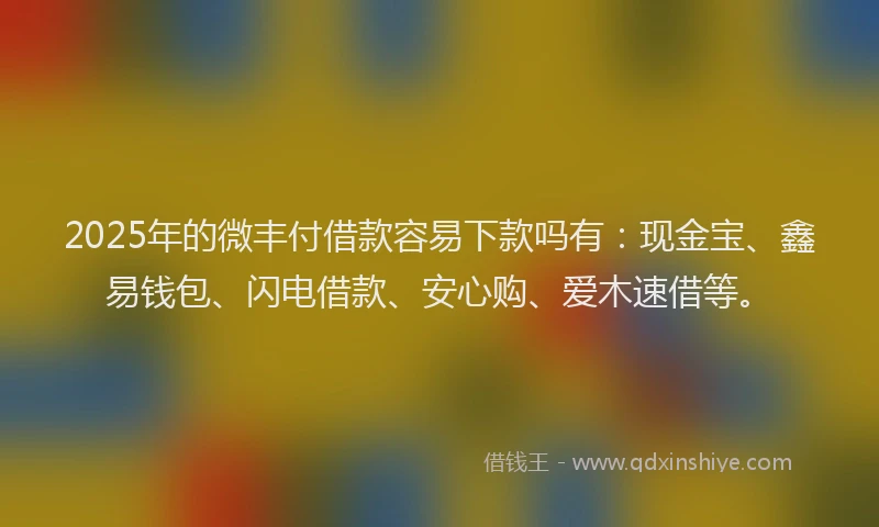 2025年的微丰付借款容易下款吗有：现金宝、鑫易钱包、闪电借款、安心购、爱木速借等。