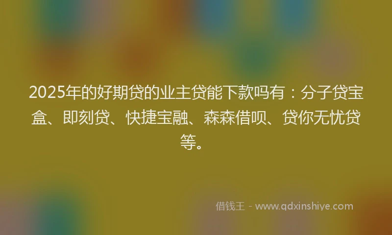 2025年的好期贷的业主贷能下款吗有：分子贷宝盒、即刻贷、快捷宝融、森森借呗、贷你无忧贷等。