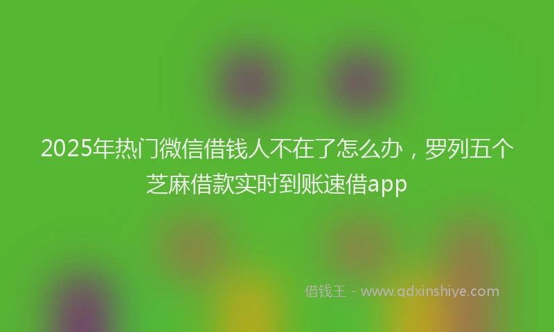 2025年热门微信借钱人不在了怎么办，罗列五个芝麻借款实时到账速借app