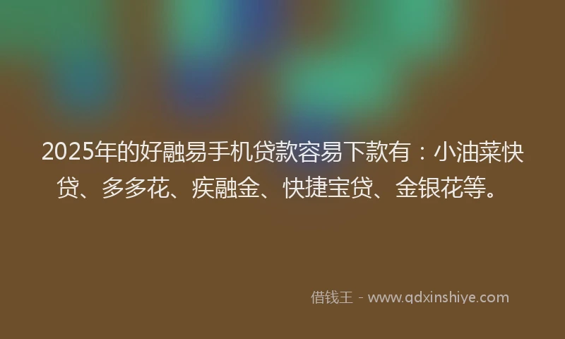 2025年的好融易手机贷款容易下款有：小油菜快贷、多多花、疾融金、快捷宝贷、金银花等。