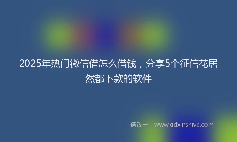 2025年热门微信借怎么借钱，分享5个征信花居然都下款的软件