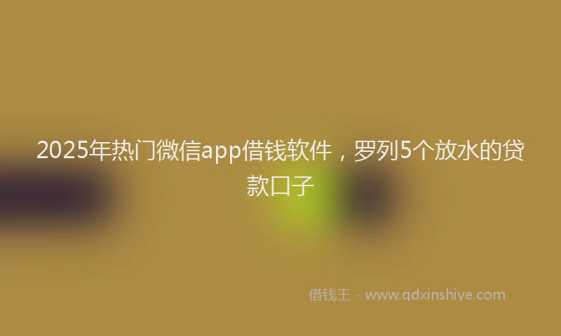2025年热门微信app借钱软件，罗列5个放水的贷款口子