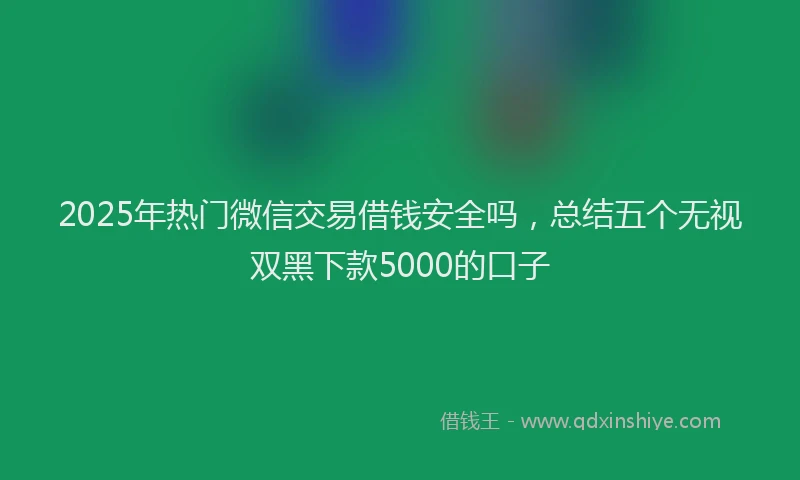 2025年热门微信交易借钱安全吗，总结五个无视双黑下款5000的口子