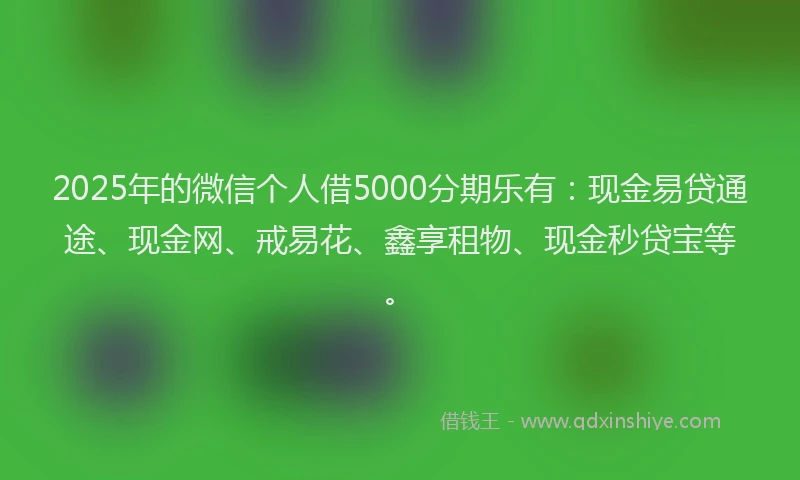 2025年的微信个人借5000分期乐有：现金易贷通途、现金网、戒易花、鑫享租物、现金秒贷宝等。