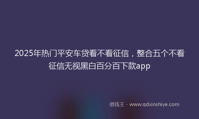 2025年热门平安车贷看不看征信，整合五个不看征信无视黑白百分百下款app