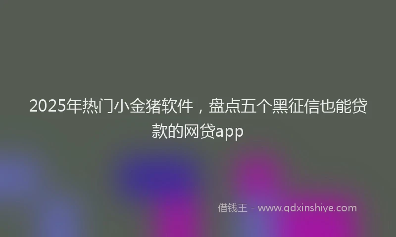 2025年热门小金猪软件，盘点五个黑征信也能贷款的网贷app